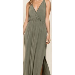 POL Olive Green Halter Maxi Dress - Size M - Never Worn